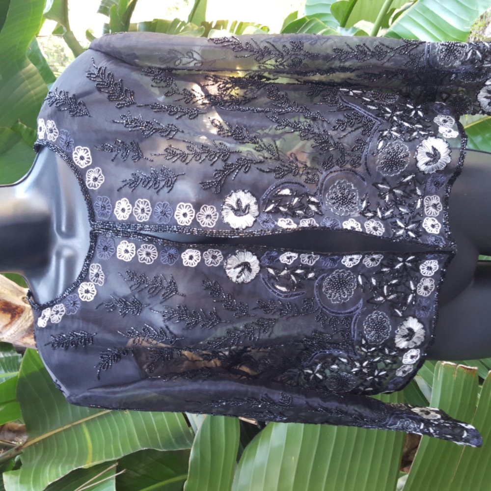 Vintage sheer beaded 80s jacket